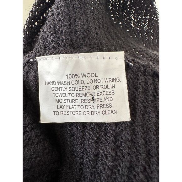 Eileen Fisher Sweater Dress S Wool Rib Knit Elbow Sleeve High-Low Tunic Black - Picture 8 of 9